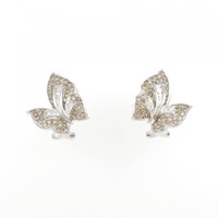 K18WG/K18BG バタフライ ダイヤモンド イヤリング 1.09CT