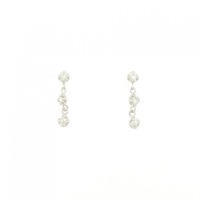K18WG スリーストーン ダイヤモンド ピアス 0.08CT