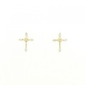 K18YG クロス ダイヤモンド ピアス 0.06CT