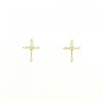 K18YG クロス ダイヤモンド ピアス 0.06CT