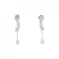 K18WG スリーストーン ダイヤモンド イヤリング 0.72CT