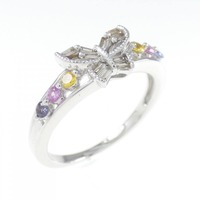 K18WG バタフライ サファイヤ リング 0.19CT 拡散処理未検査