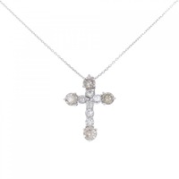 K18WG クロス ダイヤモンド ネックレス 1.34CT