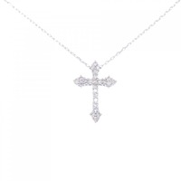K18WG クロス ダイヤモンド ネックレス 0.50CT