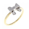 K18YG/K18WG リボン ダイヤモンド リング 0.08CT