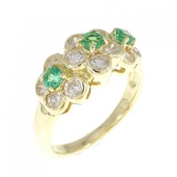 K18YG フラワー エメラルド リング 0.30CT