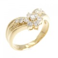 K18YG フラワー ダイヤモンド リング 0.32CT