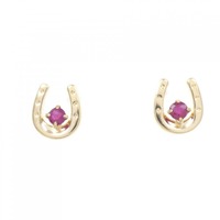 【新品】K18YG ホースシュー ルビー ピアス
