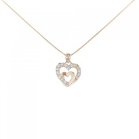 K18PG ハート ダイヤモンド ネックレス 0.15CT