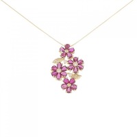 K18YG フラワー ルビー ネックレス 3.19CT