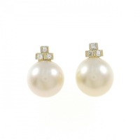 K18YG 白蝶パール ピアス 12.3mm