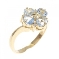 K18YG フラワー アクアマリン リング