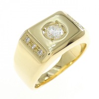 K18YG 印台 ダイヤモンド リング 0.30CT