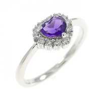 K18WG ハート アメジスト リング