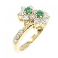ミキモト フラワー エメラルド リング 0.09CT