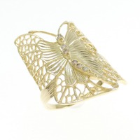 K18YG バタフライ ダイヤモンド リング 0.05CT