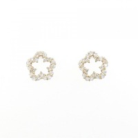 K18YG フラワー ダイヤモンド ピアス 0.26CT