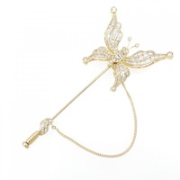 K18YG 2WAY バタフライ ダイヤモンド ブローチ 1.95CT