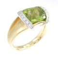 K18YG/PT ペリドット リング 4.33CT