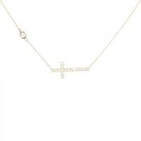 【リメイク】K18YG クロス ダイヤモンド ネックレス 0.13CT