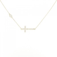 【リメイク】K18YG クロス ダイヤモンド ネックレス 0.13CT