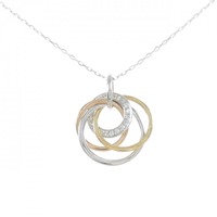 750スリーカラー/K18WG ダイヤモンド ネックレス 0.13CT