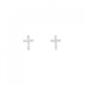 K14WG クロス ダイヤモンド ピアス 0.10CT