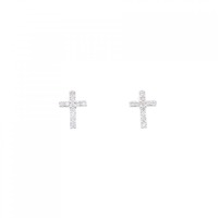 K14WG クロス ダイヤモンド ピアス 0.10CT