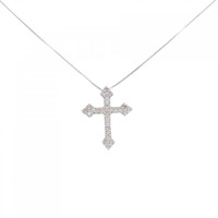 K18WG クロス ダイヤモンド ネックレス 0.32CT