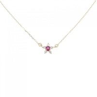 K18YG フラワー ルビー ネックレス 0.07CT