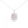 K18WG フラワー サファイヤ ネックレス 1.20CT 拡散処理未検査