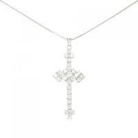 K18WG クロス ダイヤモンド ネックレス 2.13CT