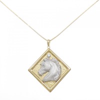 K18YG/PT ホース ダイヤモンド ネックレス 0.07CT