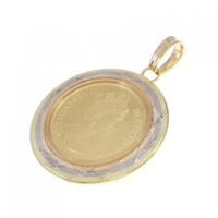 K18スリーカラー(枠) コイン ペンダント