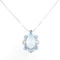 K18WG アクアマリンキャッツアイ ネックレス 16.95CT