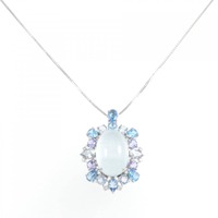 K18WG アクアマリンキャッツアイ ネックレス 16.95CT