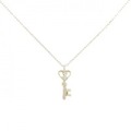 K10YG キー×ハート ダイヤモンド ネックレス 0.02CT