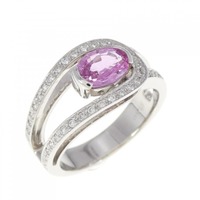 PT ピンクサファイヤ リング 0.92CT 拡散処理未検査
