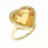 K18YG ハート シトリン リング 8.00CT