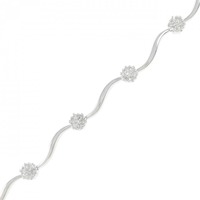 K14WG フラワー ダイヤモンド ブレスレット 0.23CT