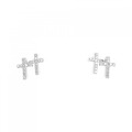 K18WG クロス ダイヤモンド ピアス 0.24CT
