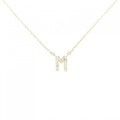 K18YG イニシャルM ダイヤモンド ネックレス 0.10CT