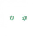 K18WG フラワー エメラルド ピアス 0.32CT