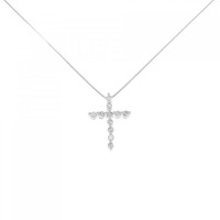 K18WG クロス ダイヤモンド ネックレス 0.26CT