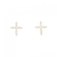 【リメイク】K18YG クロス ダイヤモンド ピアス 0.30CT