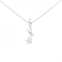 K18WG フラワー ダイヤモンド ネックレス 0.20CT