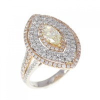 PT/18KPG ダイヤモンド リング 0.538CT VLY VS2 マーキスカット