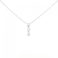 K14WG スリーストーン ダイヤモンド ネックレス 0.3CT