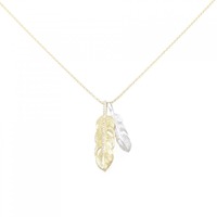 K18YG/K18WG 2WAY フェザー ダイヤモンド ネックレス 0.10CT