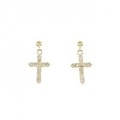 K18YG クロス ダイヤモンド ピアス 0.30CT